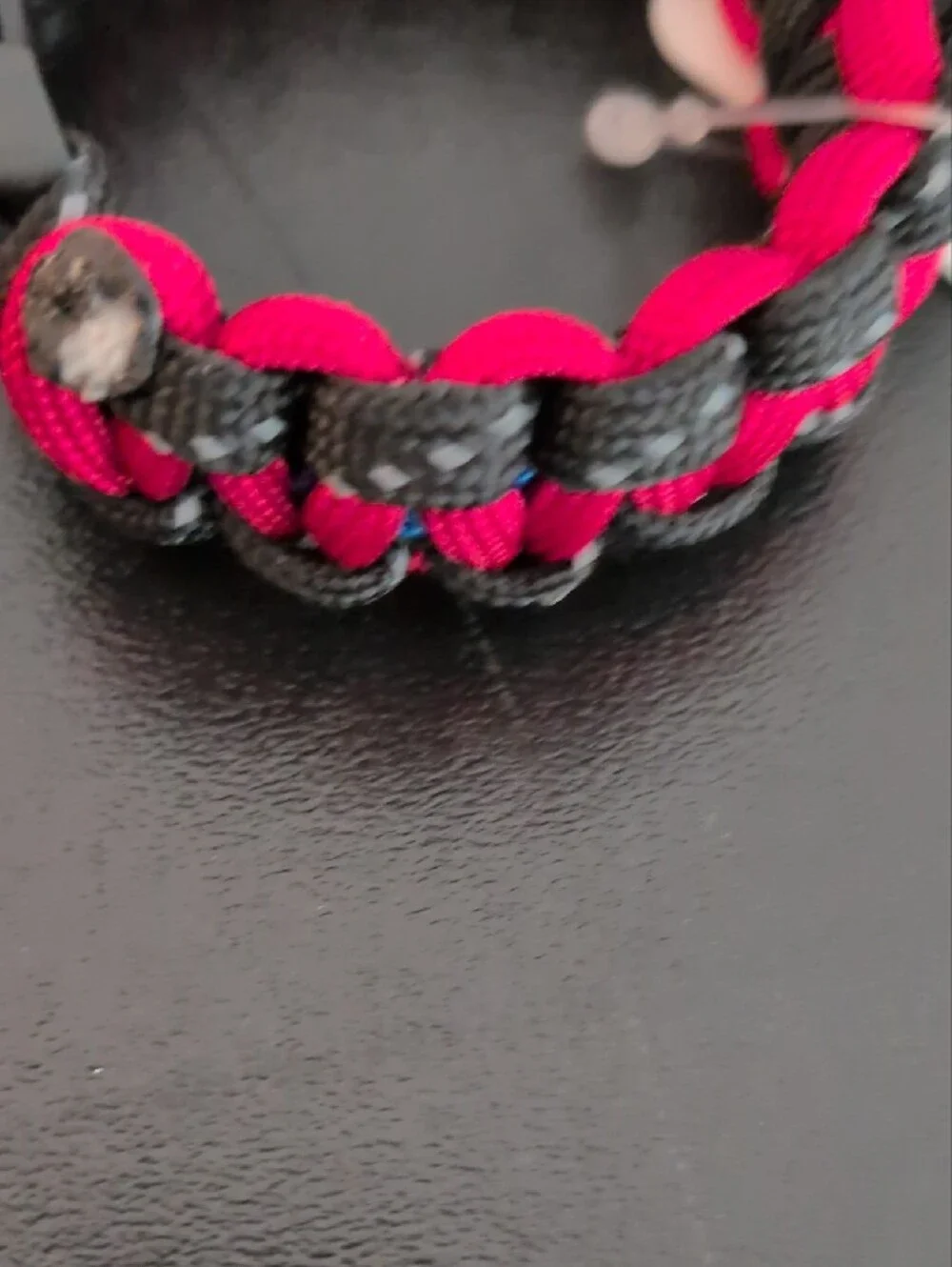 Kids Paracord Bracelet with Pink, Black & Blue Cowgirl Charm. Size 6